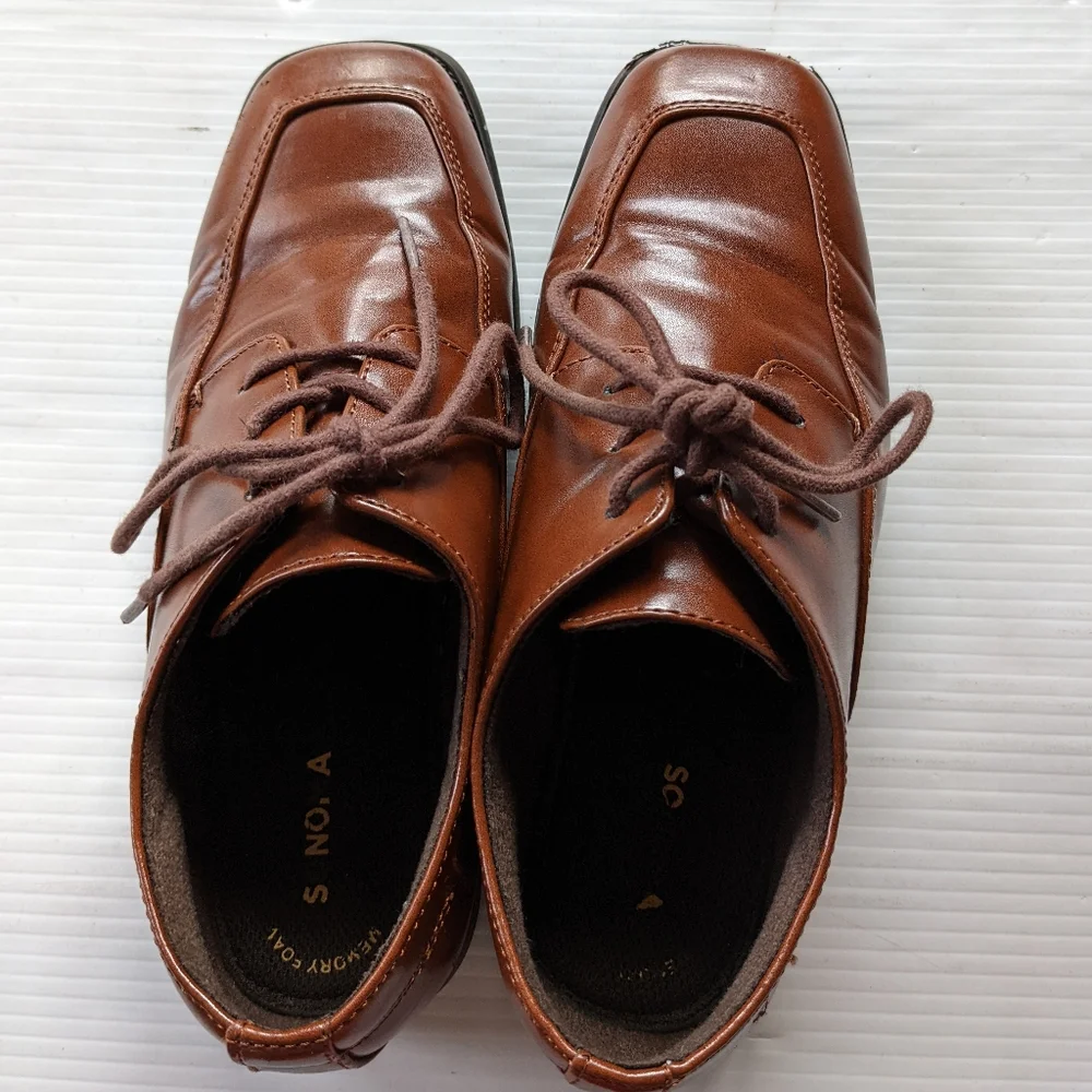 SONOMA boys dark tan faux leather lace-up dress shoes